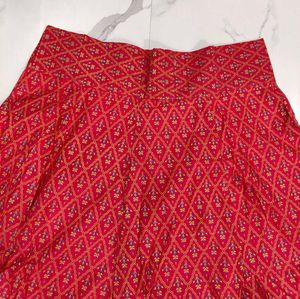 Vibrant Red Printed Ethnic Skirt