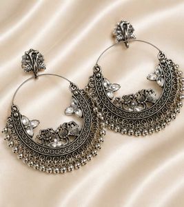 Boho Silver Jhumka Earrings