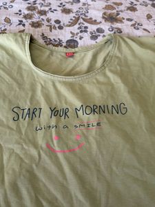 Olive Green 'Smile' Graphic Tee