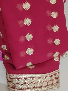 Embroidered Red Saree