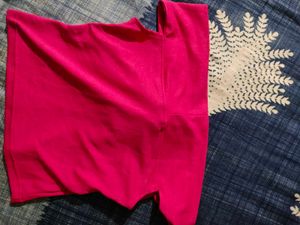 Hot Pink Off-Shoulder Top with Floral Accent
