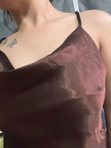 Brown Satin Cami Dress