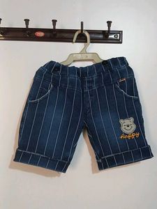 Cute Winnie the Pooh Striped Denim Shorts
