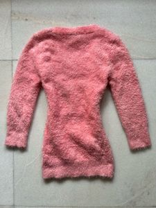 Y2k bebe pink fur fitted top