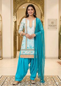 sky blue cream suit shalwar