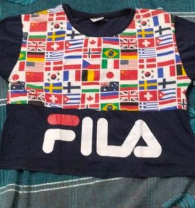 Fila T-Shirt with Flag Print