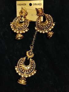 indian Jhumka Earrings and Tikka Set