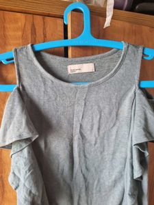 Grey Cold Shoulder T-Shirt