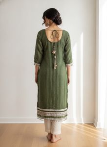 Green Sequined Kurta with pilazo dupatta