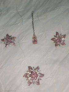Sparkling Pink Flower Jewellery Set