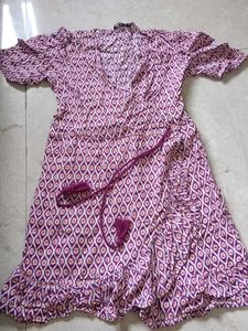 Purple Print Wrap Dress