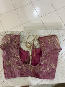 Exquisite Embroidered Silk Saree with stitched blo