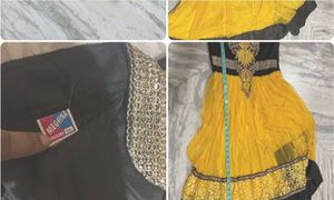 Elegant Yellow & Black Embellished Gown