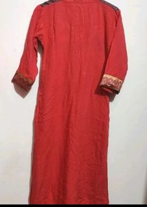 Coral &amp; Brown Kurta Plazo Set For 32 Bust