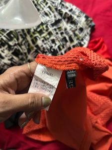 Orange Lace Overlay Top