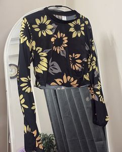 Floral Long Sleeve Crop Top