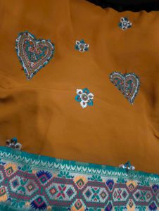 Embroidered Mustard Saree
