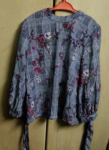 Floral Plaid Print Top