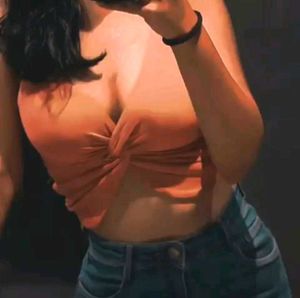 Coral Twist Front Crop Top