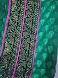 Green Saree with Pink Blouse