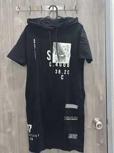 Black Graphic Hoodie Dress
