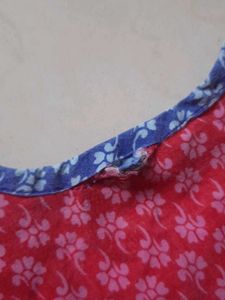 Pink Printed Sleeveless Kurta