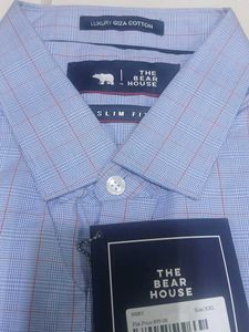 The Bear House Slim Fit Blue Check Shirt