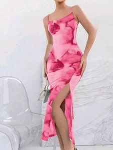 Stylish Pink Tie-Dye Maxi Dress