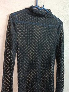 Girl's Stylish Black Sheer Top