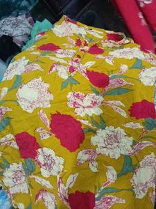 Floral Print Yellow Kurta combo