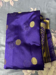 Purple & Gold Polka Dot Saree only