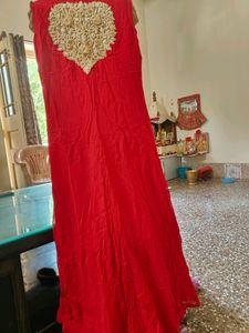 Red Dress with Embellished Collar