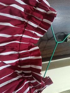 Maroon &amp; White Striped Shorts