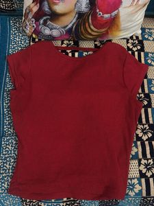 Ribbed Maroon Cropped Top