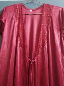 Elegant Red Nightgown 3+2 pc