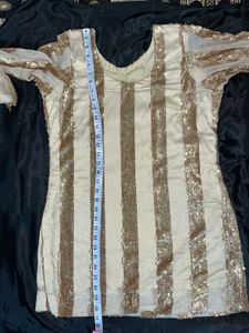 Elegant Gold Sequin Kurta &amp; Palazzo Set
