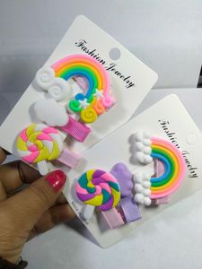 9 Pcs Colourful Candy Rainbow Hair Clips for Girls