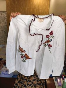 White Embroidered Shirt for women