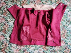 Burgundy Suede Jacket (free🎁sling bag🐰)
