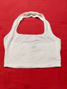 White SHEIN Halter Crop Top