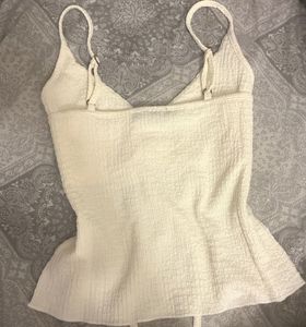 Textured Cream White Cami Top