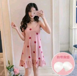 Cute Pink Strawberry Print Nightgown