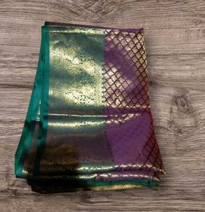 Elegant Purple &amp; Gold Banarasi Saree