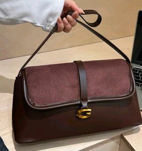Chic Brown Suede &amp; Leather Shoulder Bag