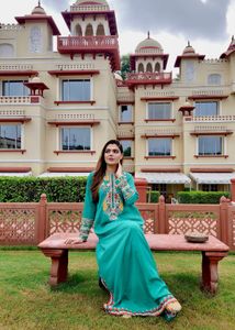 elegant green Pakistani dress