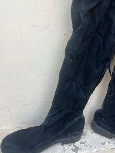 Black Suede Over-the-Knee Boots