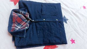 Men's 2 sided shirt one is checked,other side plan