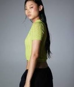 Lime Green Cropped Knit Top