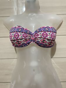 padded Boho Print Strapless Bikini Top