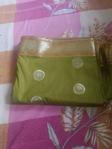beautiful golden olive saree